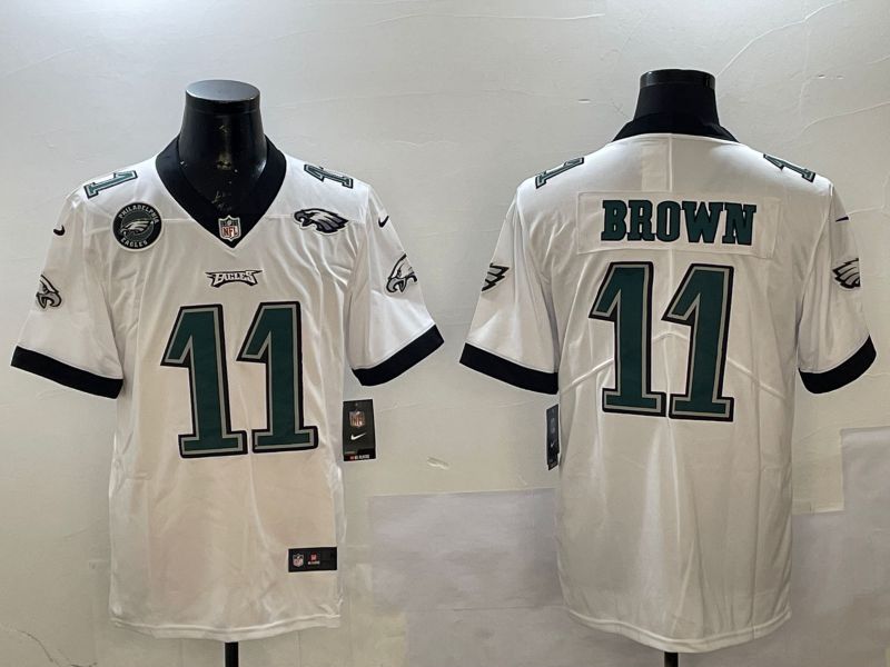 Men Philadelphia Eagles #11 Brown White Second generations 2025 Nike Vapor Limited NFL Jersey style 5